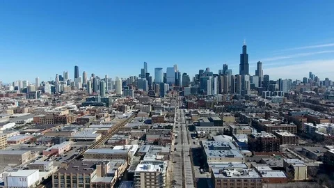 Chicago skyline from the westside Stock Footage 80972574