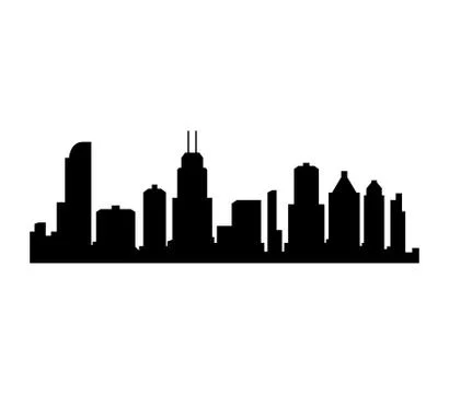 Chicago skyline on white background Ilustración de archivo