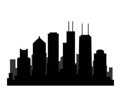 Chicago skyline on white background Ilustración de archivo