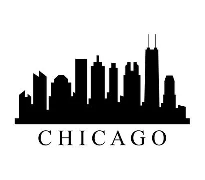 Chicago skyline on white background Ilustración de archivo
