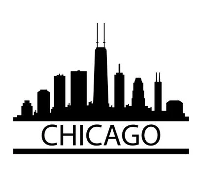 Chicago skyline on white background Ilustración de archivo