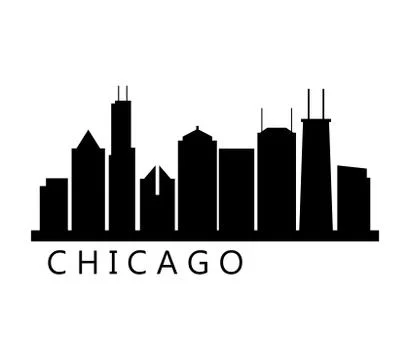 Chicago skyline on white background Ilustración de archivo