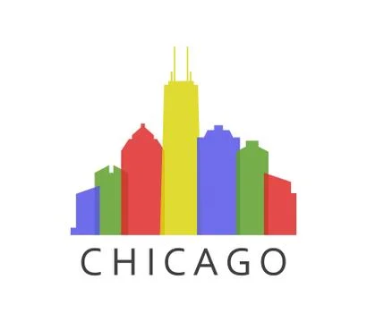 Chicago skyline on white background Ilustración de archivo