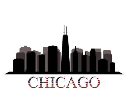 Chicago skyline on white background Stock Illustration
