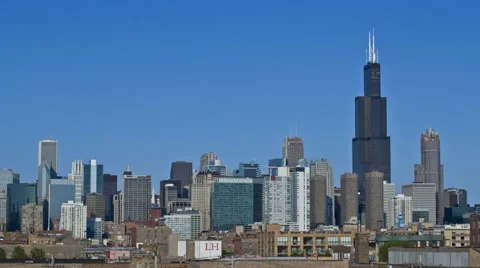 Chicago: Skyline with Willis Tower during Day Stock Footage 68928782