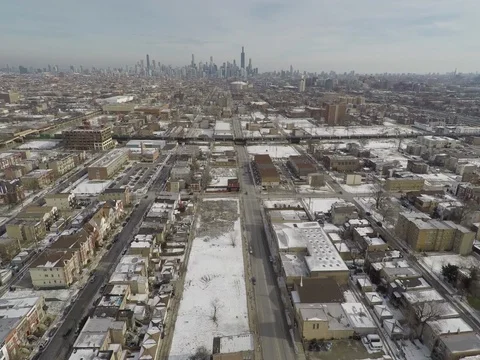 Chicago Skyline Winter Aerial 4 Stock Footage