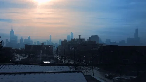 Chicago Skyline in Winter Video stock 108619700