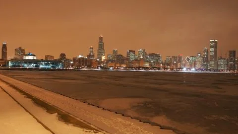 Chicago skyline in winter Stock Photos