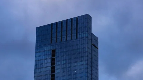Chicago: Skyscraper with Clouds at Dusk Detail Stock Footage 117432500