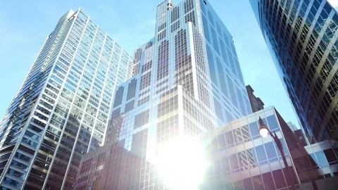 Chicago Skyscraper Reflecting the Light of the Sun Stock Footage 126206983