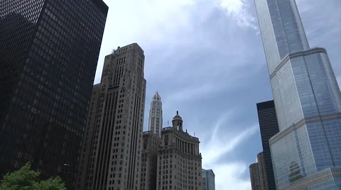 Chicago Skyscrapers - Low Angle Slow Moving Shot 720p Stock Footage 45321960