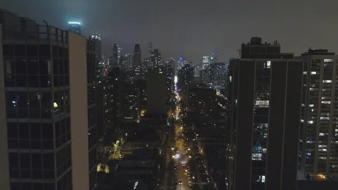 Chicago Skyscrapers at Night Stock Footage 72590636