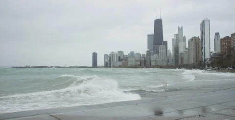 Chicago - Slow Motion Waves off Lake Michigan - 6K Slow Motion Stock Footage 88557838