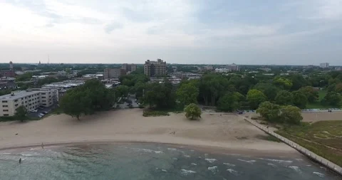 Chicago South Side Beach Looking at City_Fall Stock Footage 278920835
