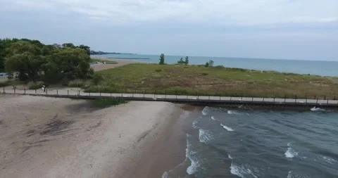 Chicago South Side Beach Looking in the Distance_Fall Stock Footage 278920869