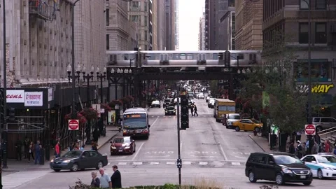 CHICAGO STREETS SUBWAY PASSES Stock Footage 153477143