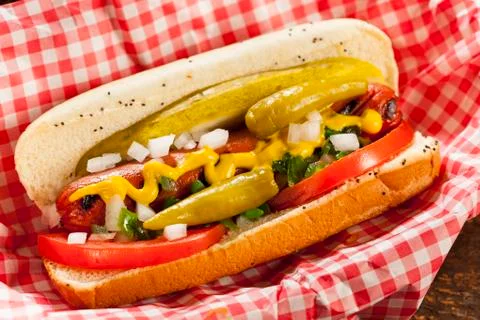 Chicago style hot dog Stock Photos