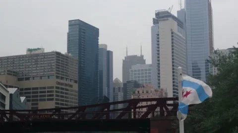 Chicago Sun Time State Flag Medium Shot Stock-Footage 67498065