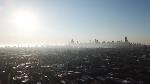 Chicago Sunrise Drone 4K Stock Footage