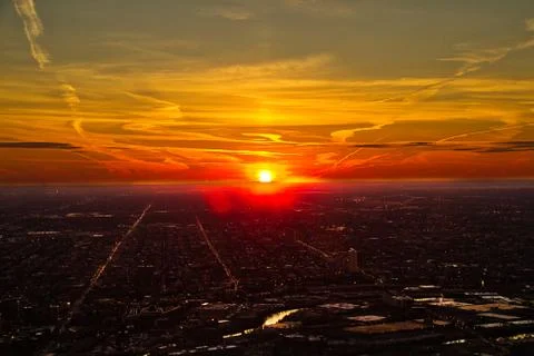 Chicago Sunset from up High 스톡 사진