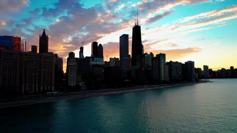 Chicago Sunset from the Lake Stock Footage