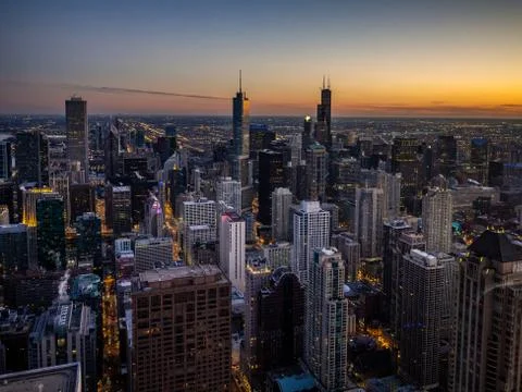 Chicago at sunset Stock Photos