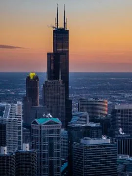 Chicago at sunset Stock Photos