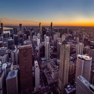 Chicago at sunset Stock Photos