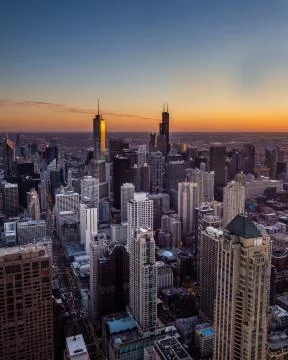 Chicago at sunset Stock Photos