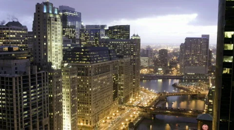 Chicago Sunset Time Lapse Video stock 622983