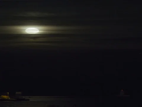 Chicago: Supermoon Rising over Lake Michigan Stock Footage 72002209