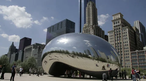 Chicago Time Lapse, The Bean, Buildings, Clouds, Daytime Видео 34462729
