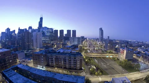 Chicago Time-lapse from night to day Stock Footage 36874811