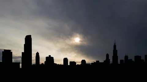 Chicago: Time Lapse at Sunrise with Fast Clouds, USA Stock Footage 139867661