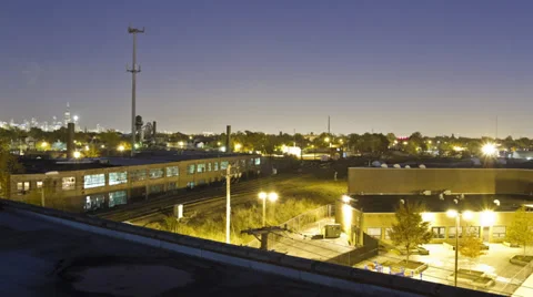 Chicago Time-lapse of the trains at night time Stock Footage 36879552