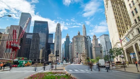 Chicago Traffic Time Lapse Clouds 4K 1080 Stock Footage 77081891