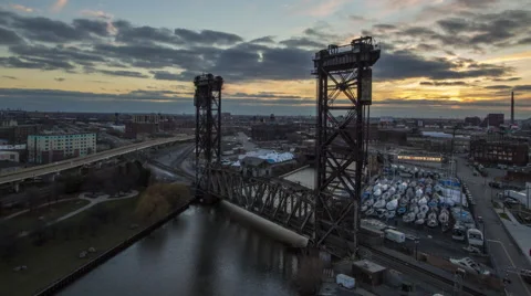 Chicago: Train Bridge at Sunset Stock Footage 68850888