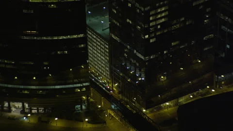 Chicago train at night Stock Footage 145988011