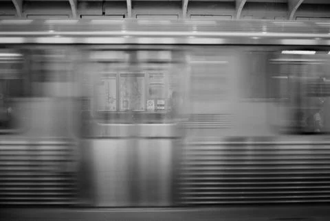 Chicago Train Speeding Past Stock Photos