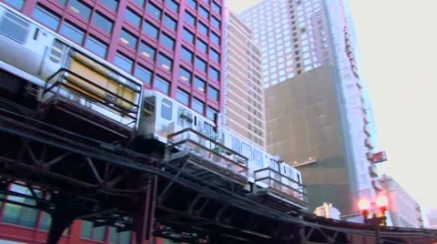 Chicago Train Through City 1 스톡 동영상 10687054