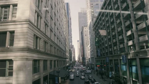 Chicago train travel on the LOOP. Stock Footage 197036470