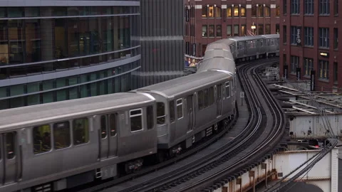 Chicago Transit Authority CTA Brown line train approaching the Merchandise