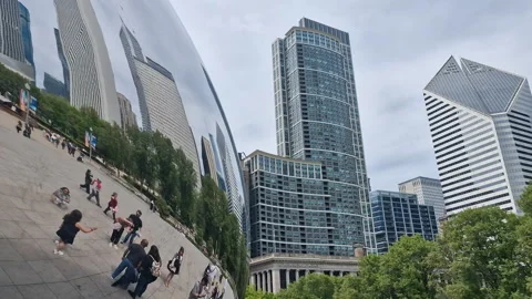 Chicago USA, Cloud Gate aka The Bean Reflection of People and Skyscrapers Stock Footage 324944062