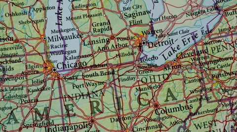 Chicago - USA Map Zoom Vídeos de archivo 34429777