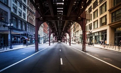 Chicago Wabash Elevated Train perspective 写真素材