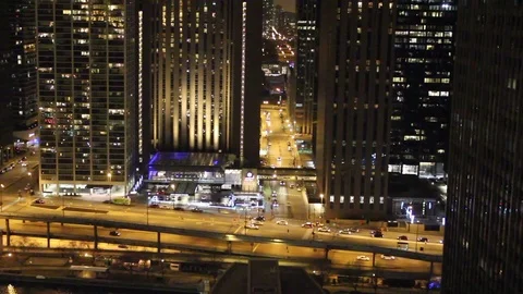 Chicago wacker drive night timelapse Video stock 71943793