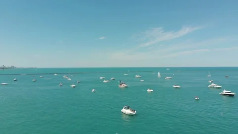 Chicago Waterfront yachts Stock Footage