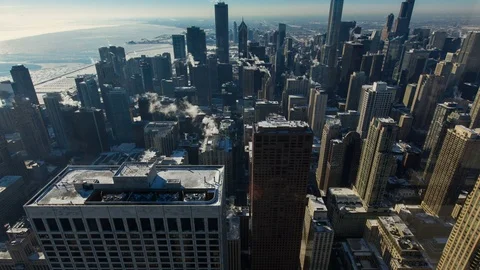 Chicago - Winter View Over Downtown - 4K Timelapse Stock Footage 83137249