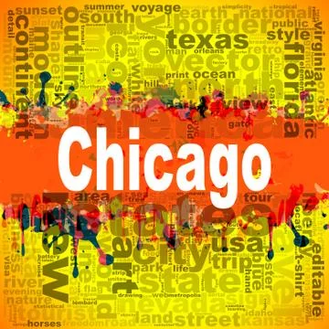 Chicago word cloud design Stock Illustration