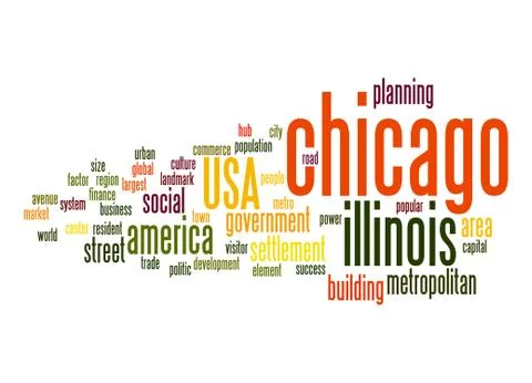 Chicago word cloud Illustrazione stock
